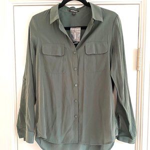 EXPRESS Grey/Green Button-Up Top